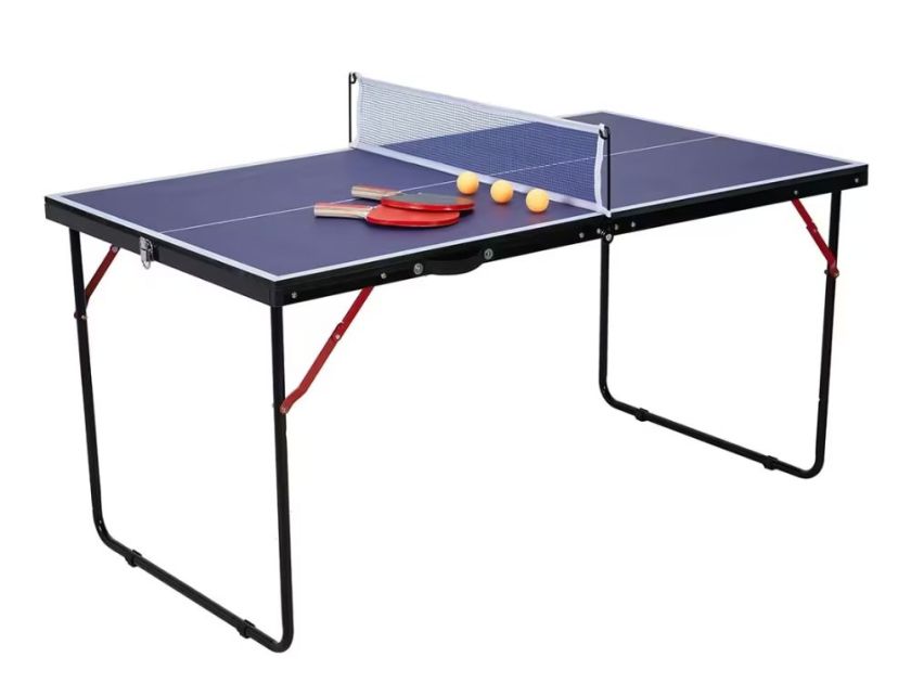 Anko portable table tennis table set up with paddles and balls and net