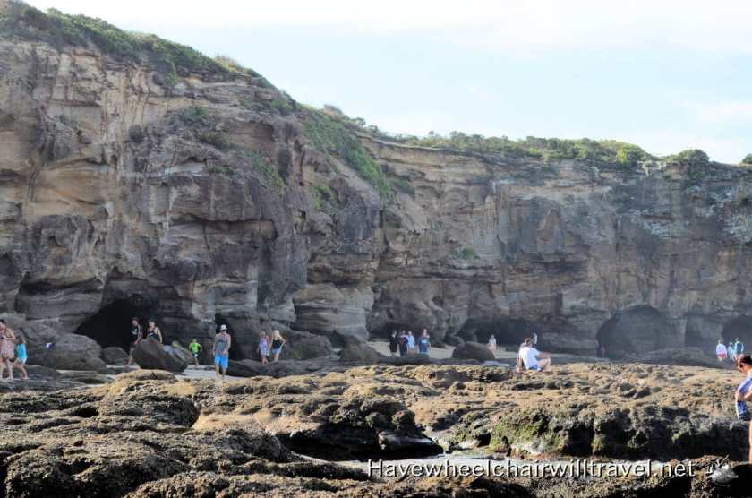 Exploring the caves.