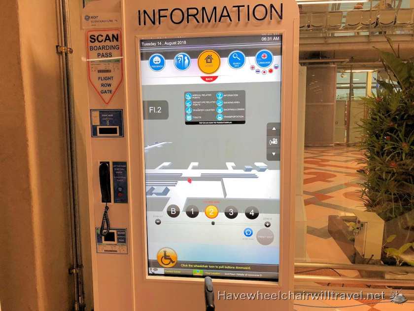 Accessible touch screen information board at Bangkok Airport