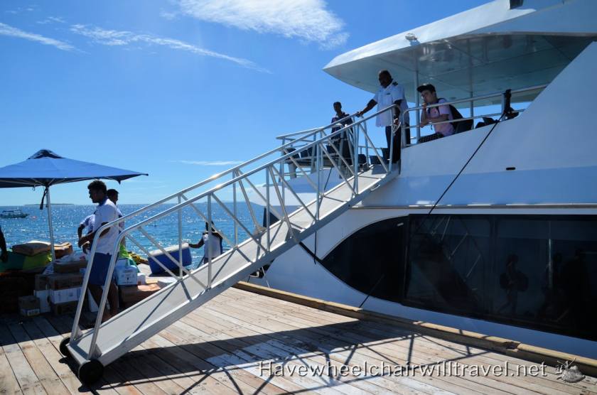 Malamala Beach Club Fiji boat transfer- accessible Fiji- Have Wheelchair Will Travel 