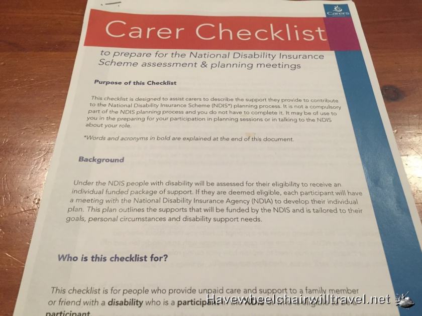 NDIS Carer Checklist Meeting Preparation Document - Tips to Prepare for your NDIS Meeting - Have Wheelchair Will Travel