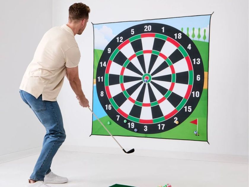 Man using a sticky golf set